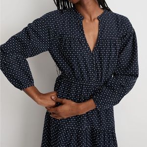 Dobby V Neck Tiered Midi Dress